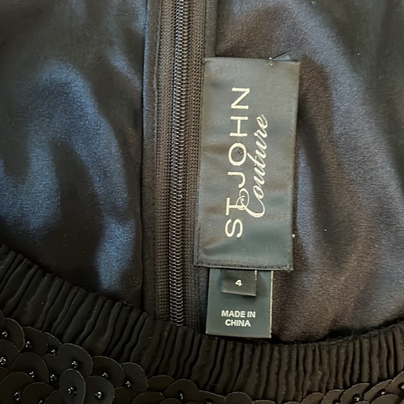 St. John Couture Black dress with micro hand sewn dots sized 4 - Picture 7 of 11